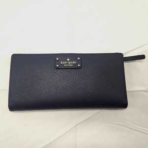 EUC Kate Spade Slim Large Bifold Wallet dark blue/gray